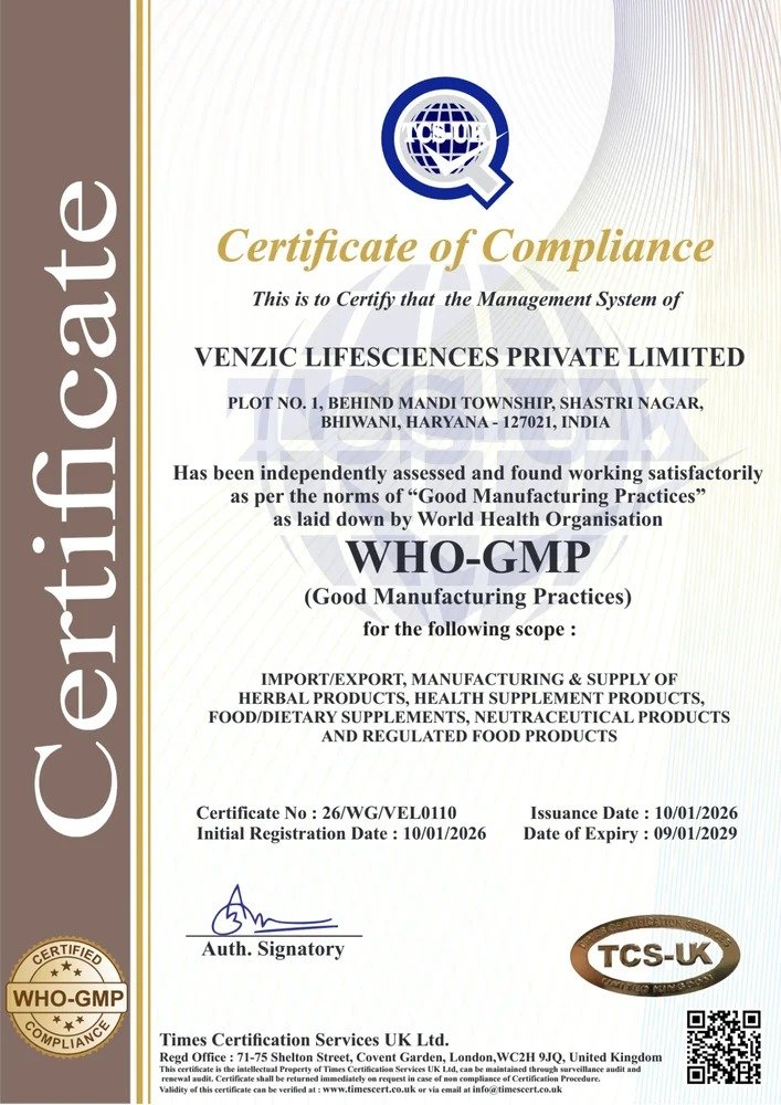WHO-GMP Certificate of Compliance